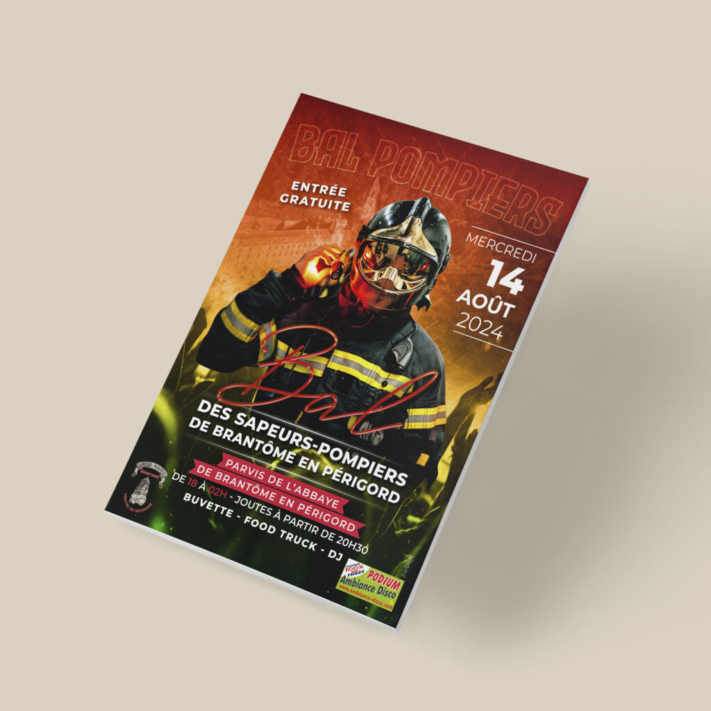 affiche bal des pompiers CS Brantôme